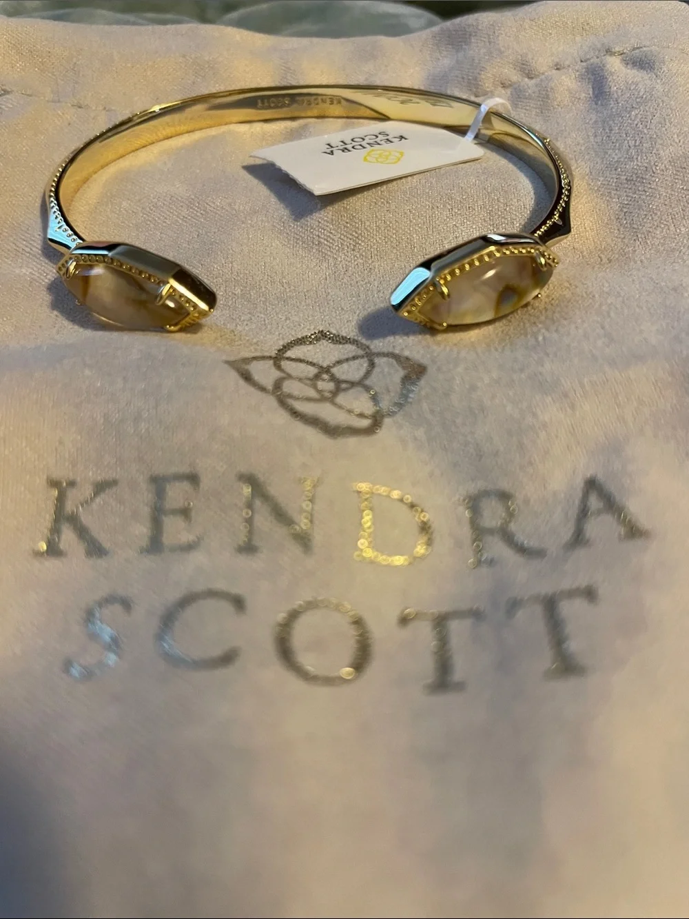 Kendra Scott Gold Open Cuff with Champagne Marquise Stones